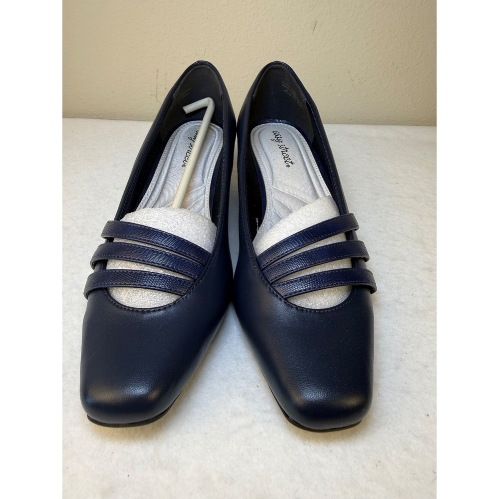 Easy Street Entice Flats Womens 10M Navy Slip On Comfort Dress Shoes NWOB